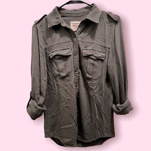 Mossimo Supply Co. Dark Gray button down blouse